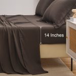 Jessy Home Bed Sheets Set 4 Piece Queen/Full Sheet Set Brown Gray Cotton Blend Fitted Sheet, Flat Sheet & 2 Pillowcases Bedding Set - Image 6