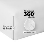4-Piece 300 Thread Count White Cotton Blend Percale Bed Sheet Set, Queen - Image 4