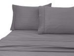 600 100% Cotton Wrinkle Free Striped Sheet Set (Twin, Gray) - Image 2