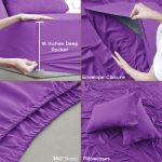 King Bed Sheets - 16 Inch Deep Pocket 6 Piece Microfiber Bedding Sheets & Pillowcase Sets - Purple - Image 2