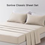 Sonive Bed Sheet Sets,Ultra Soft Breathable Luxury 4 Piece, (Beige, Queen) - Image 6
