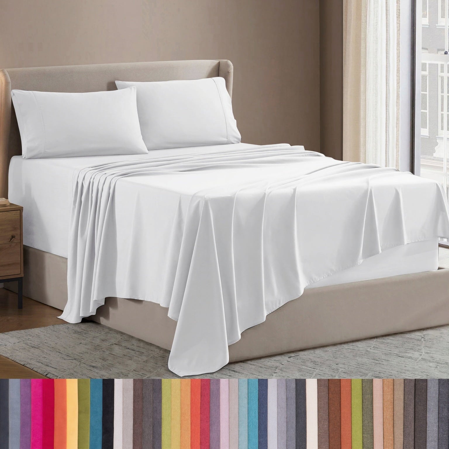 Lammaloe-Sheets-Set-1800-Series-Deep-Pocket-4-Piece-Luxury-Soft-Microfiber-Queen-Sheets-Set-WHITE_ffdc3461-cdb7-48ad-a6a7-f864d421304e.57064bfc7cd52efe1f55ce1fec2cc70f Set, Hotel Style Deep Pocket 4 Piece Bed , Luxury Soft Microfiber Sheet Sets, White