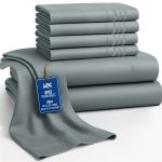 Bed Sheets - 6 Piece Ultra-Soft Microfiber Sheets Set, Deep Pocket Fitted Sheet, Flat Sheet & 4 Pillowcases, Breathab...