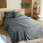 Shilucheng 4 Pieces Luxury Bed Sheets Set, 1800 Series Plush Microfiber Bed Sheets, 16" Deep Pocket, Queen, Dark Gray