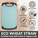 KLEX EcoWheat Cutting Board for Kitchen (Set of 3), Dishwasher Safe BPA Free Straw, Blue - Image 2