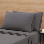 Mainstays Cotton Rich Extra Soft Jersey Bed Sheet Set, Queen, Charcoal, 4 Pieces - Image 3
